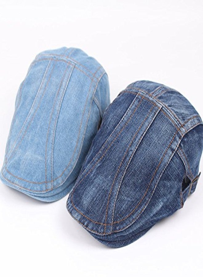 ASTOC Unisex Newsboy Hats Flat Ivy Gatsby Cabbie Driving Cotton Denim Berets Cap for Men Women (US, Alpha, One Size, Dark Blue) - Image 4